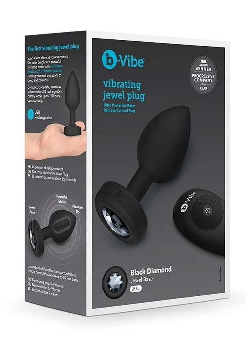 B-Vibe Vibrating Jewel Plug Rechargeable Silicone Anal Plug with Remote - Image 5