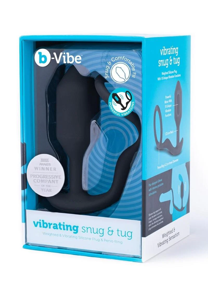 B-Vibe Vibrating Snug and Tug Rechargeable Silicone Cock Ring Andamp; Anal Plug - Image 2
