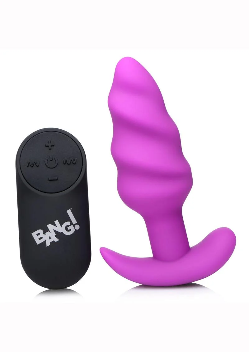 Bang! 21x Vibrating Silicone Rechargeable Swirl Butt Plug with Remote Control - Image 15