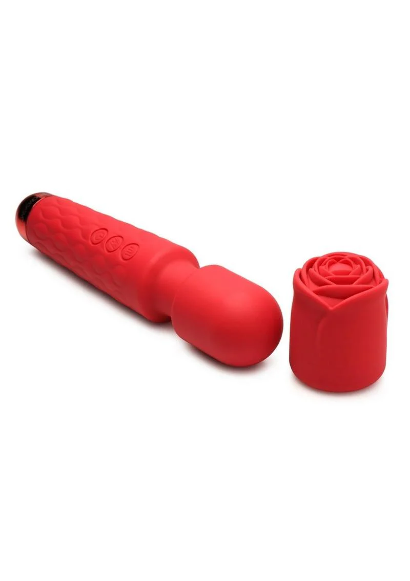 Bloomgasm Pleasure Rose 10x Rechargeable Silicone Wand with Rose Attachment - Image 4