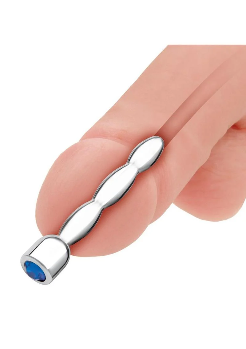 Blue Line Bling Bling Wavy Penis Plug 2in - Stainless - Image 3