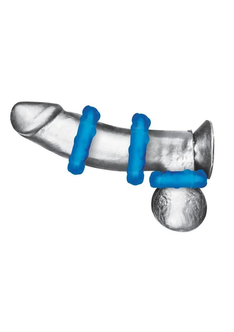 Blue Line Ribbed Rider Cock Ring - Image 2