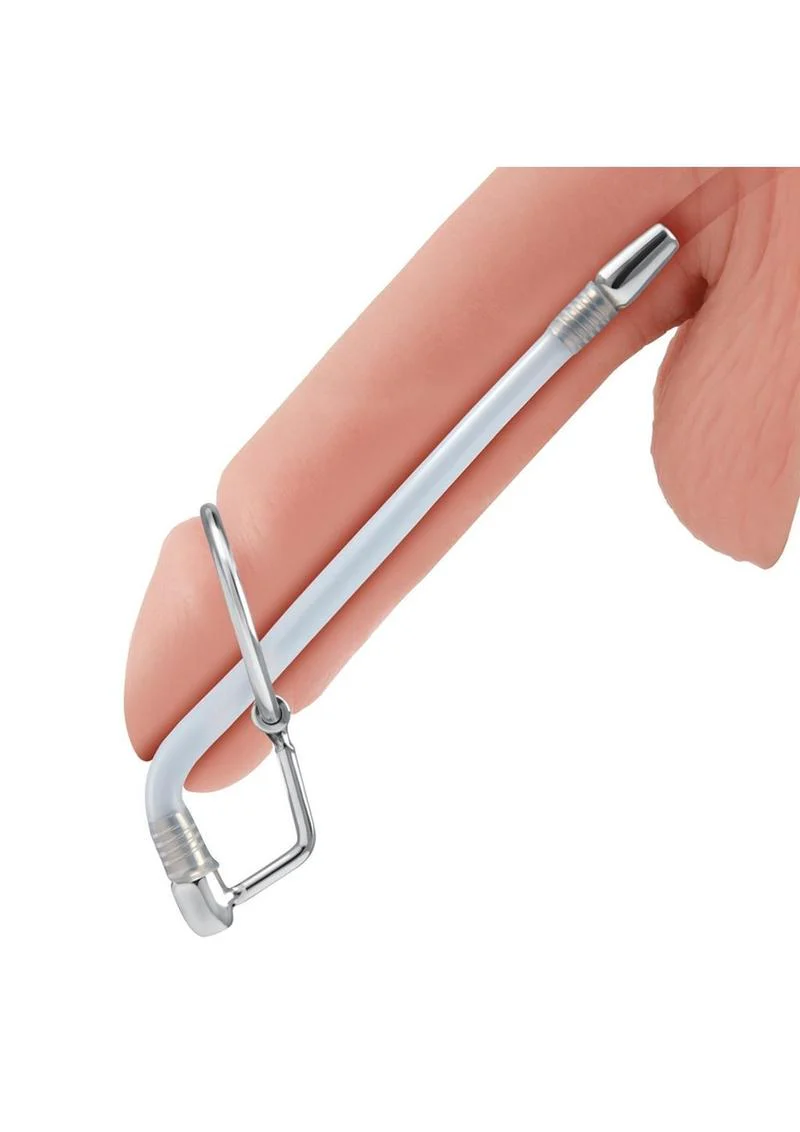 Blue Line Stainless Steel Cock Ring Catheter Urethral Plug - Image 2