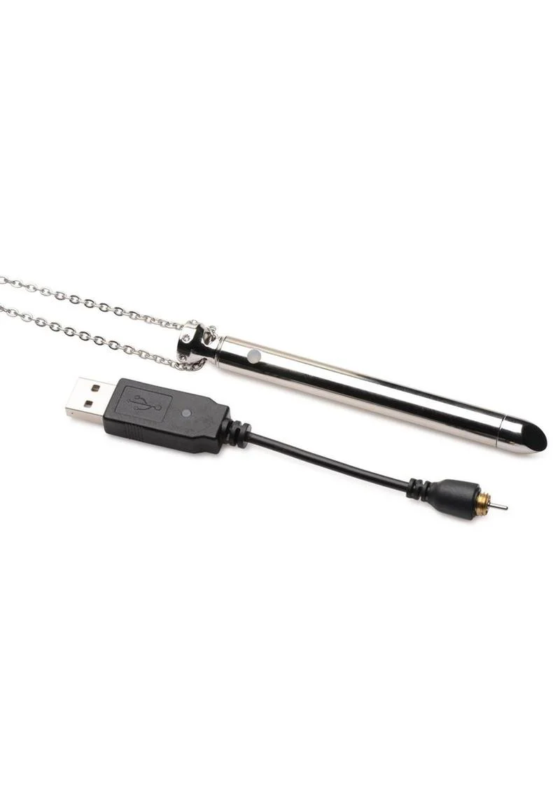 Charmed Rechargeable Stainless Steel 7x Vibrating Necklace - Image 9