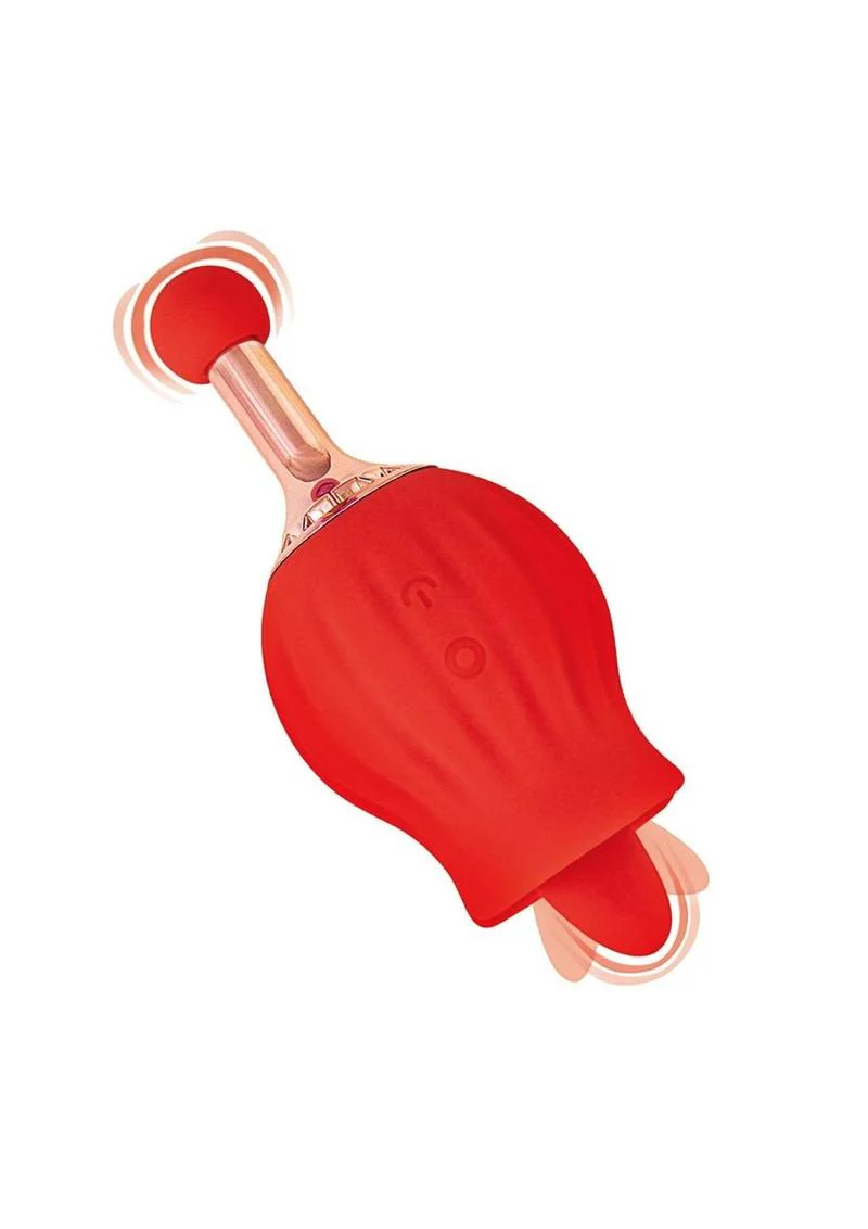 Clit-Tastic Rose Bud Dual Massager Rechargeable Silicone with Clitoral Stimulator - Image 2
