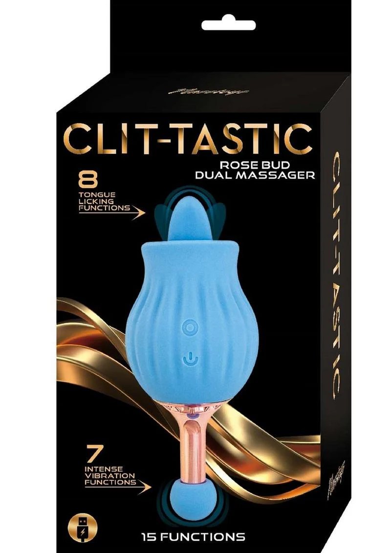 Clit-Tastic Rose Bud Dual Massager Rechargeable Silicone with Clitoral Stimulator - Image 8