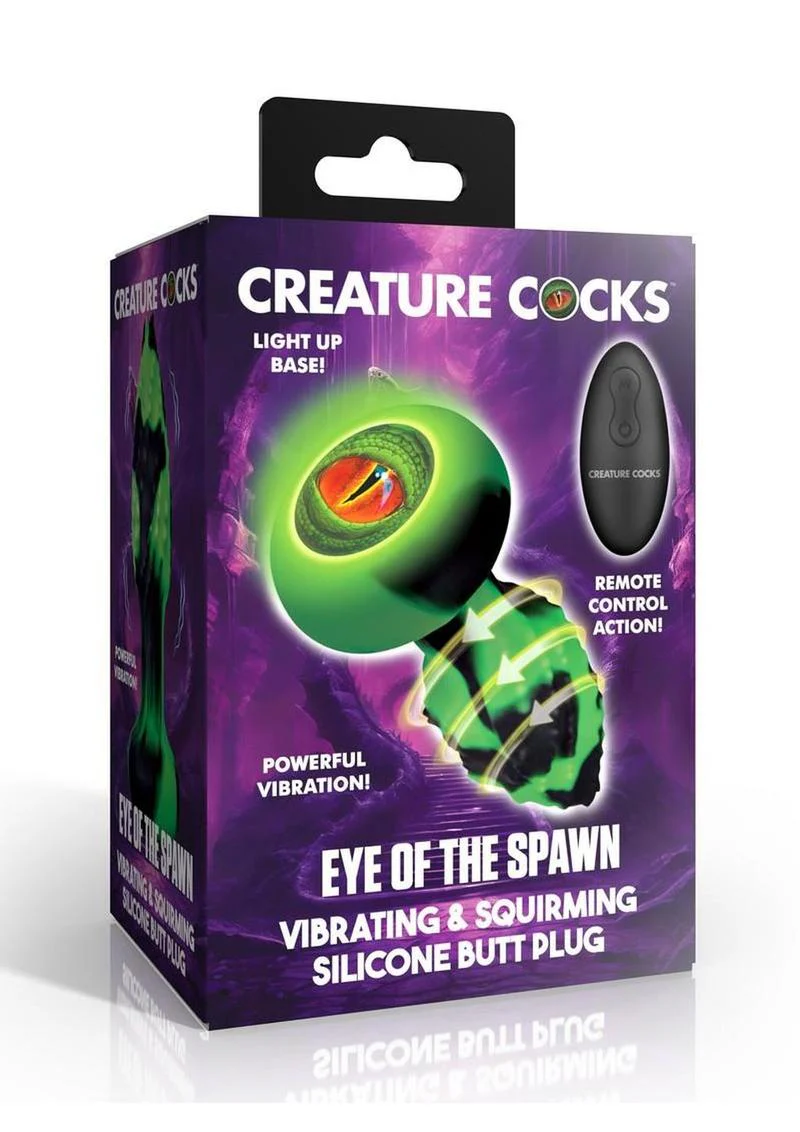 Creature Cocks Eye Of The Spawn Rechargeable Silicone Vibrating and Squirming Butt Plug with Remote - Image 2