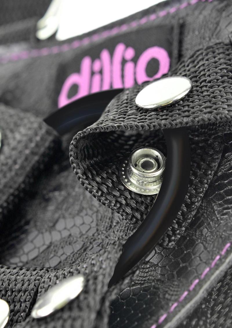 Dillio Strap-On Suspender Harness Set Black with Silicone Dildo - Image 3