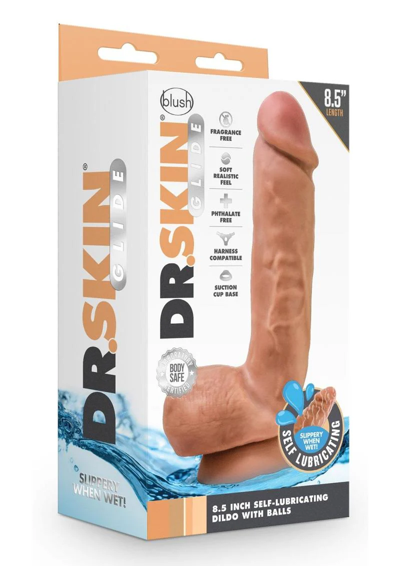 Dr. Skin Glide Self Lubricating Dildo with Balls - Image 17