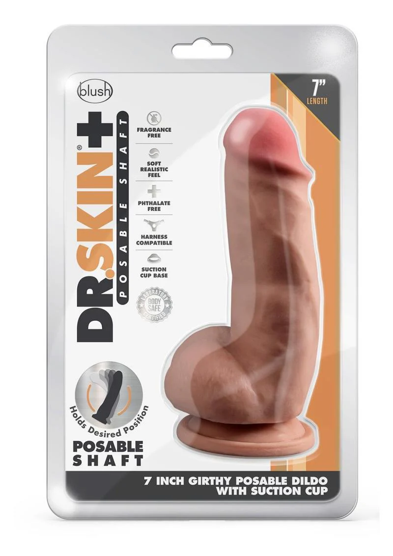 Dr. Skin Plus Girthy Posable Dildo with Balls and Suction Cup - Image 4