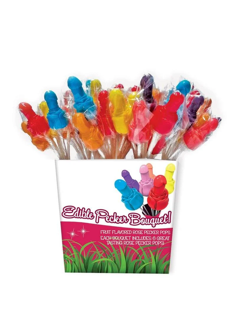 Edible Pecker Bouquet 6 Rose Pecker Pops - Assorted Flavors - Image 2