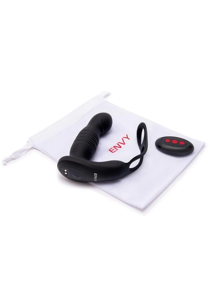 Envy Toys Remote Controlled Thruster Rechargeable Silicone P-Spot Vibrator and Dual Stamina Ring - Image 2