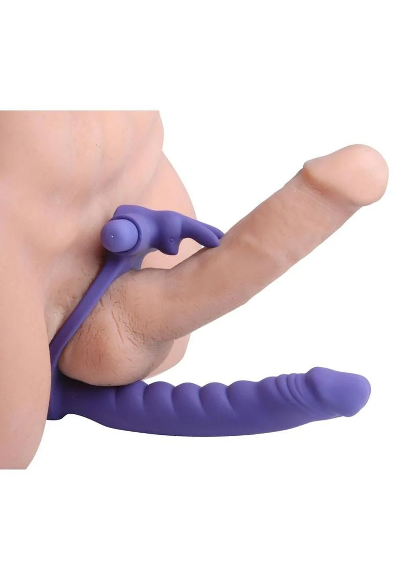 Frisky Double Delight Dual Penetration Vibrating Rabbit C-Ring - Image 4