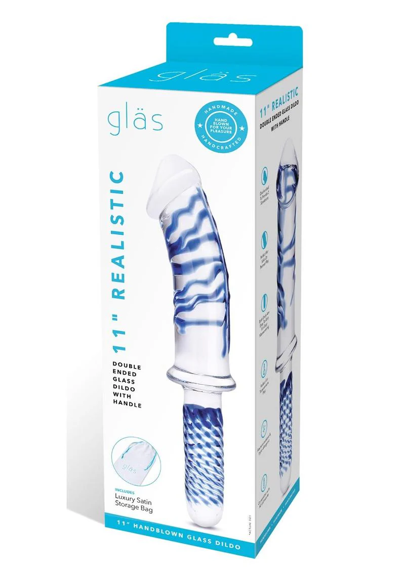 Glas Realistic Double Ended Glass Dildo with Handle - Image 2