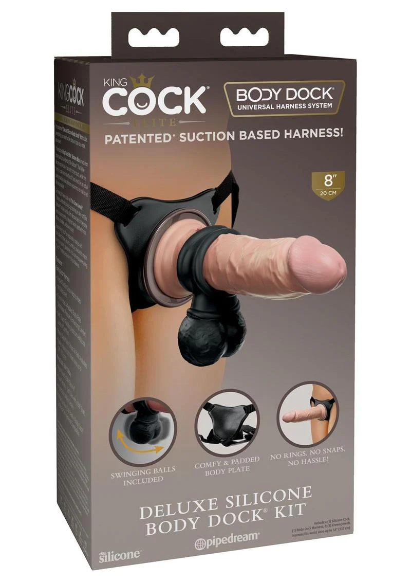 King Cock Deluxe Silicone Body Dock Strap-On Kit with Swinging Crown Jewels and Dildo - Image 2