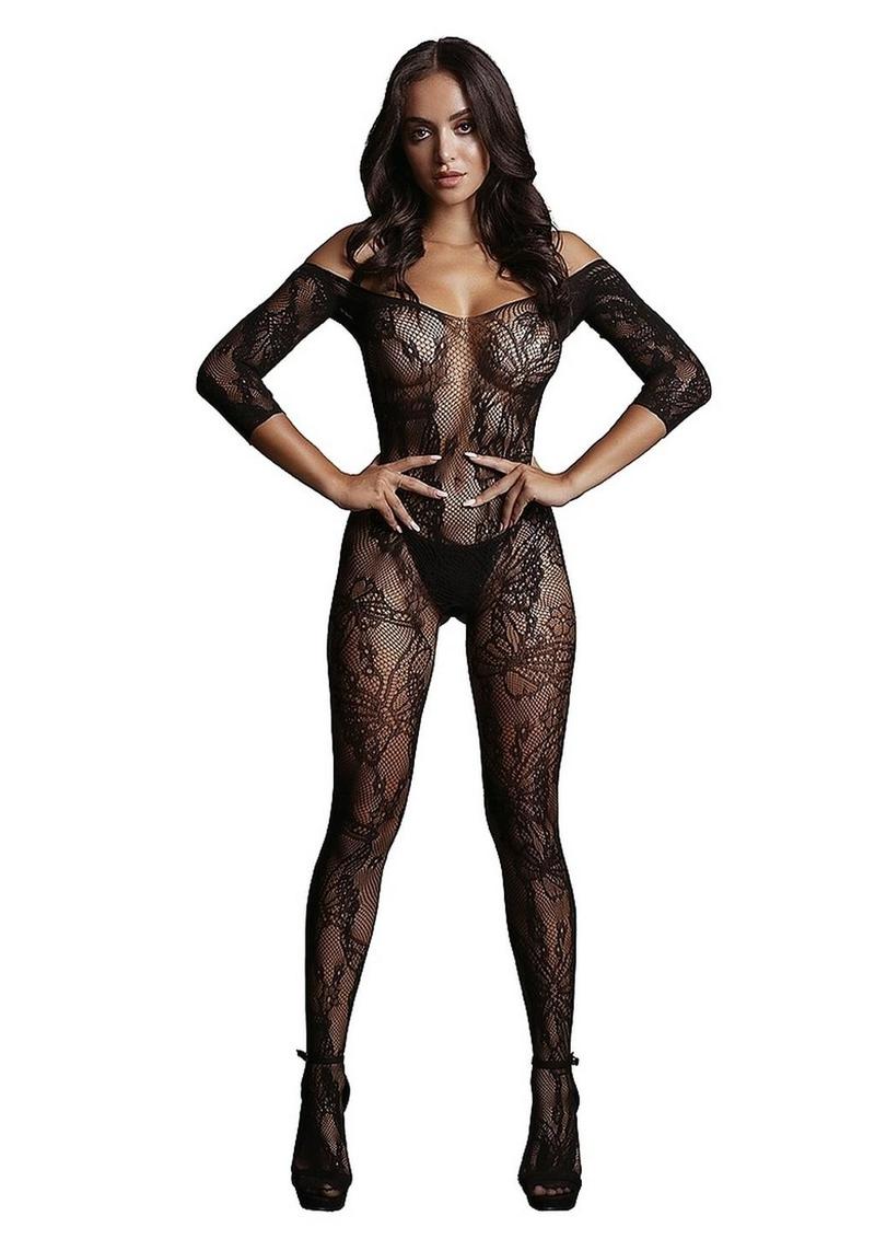 Le Desir Lace Sleeved Bodystocking - Image 3