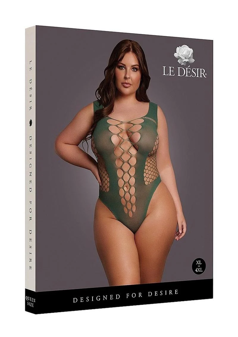 Le Desir V-Neck Teddy with Opaque Panels - Image 11