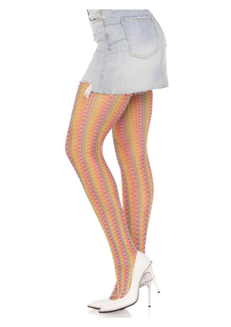 Leg Aventue Rainbow Crochet Net Tights - Image 3