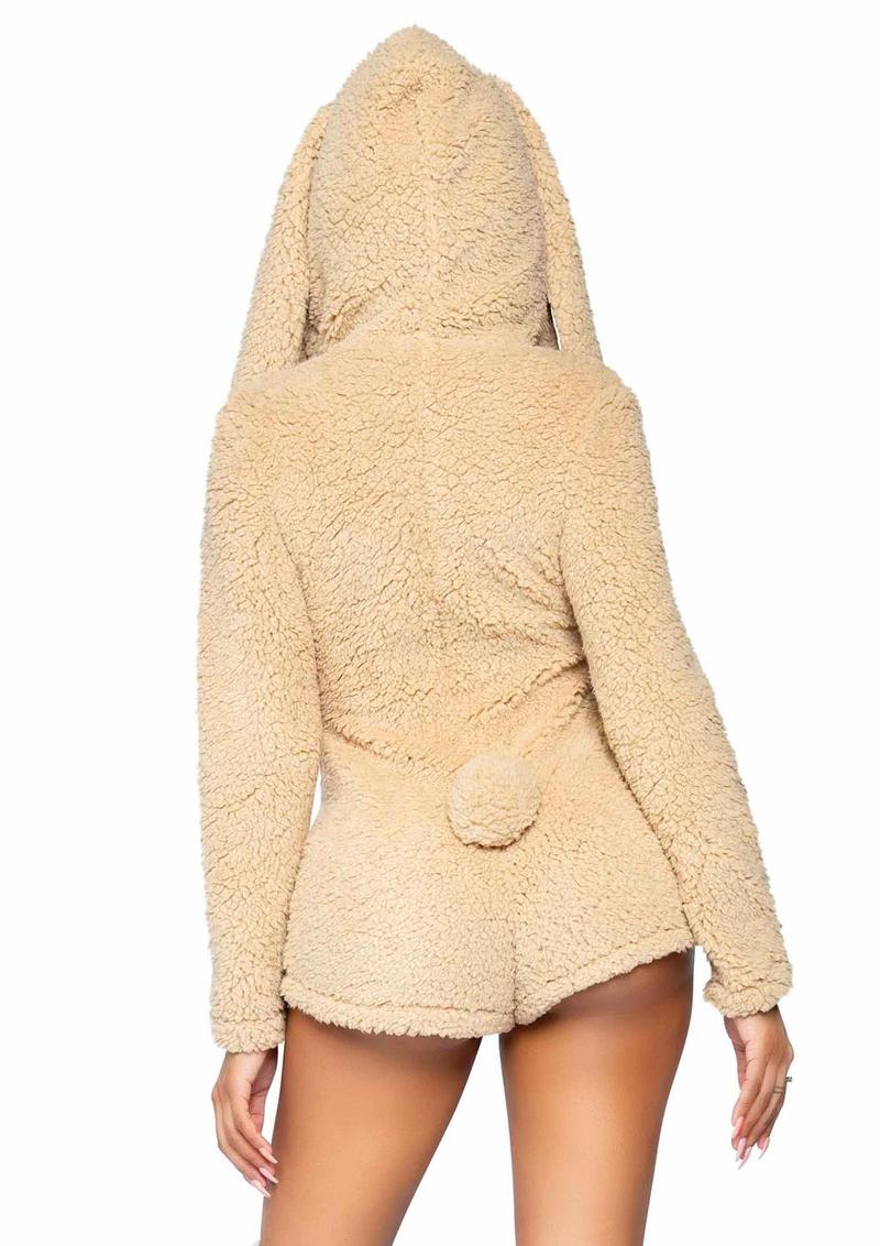 Leg Avenue Cuddle Bunny Ultra Soft Zip Up Teddy with Bunny Ear Hood and Cute Bunny Tail - Image 4