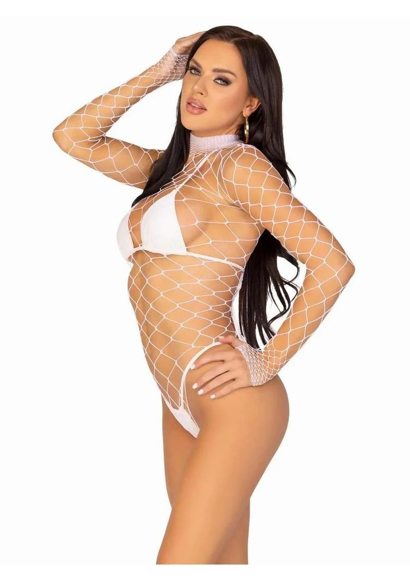Leg Avenue Fence Net Snap Crotch Long Sleeved Bodysuit - Image 15