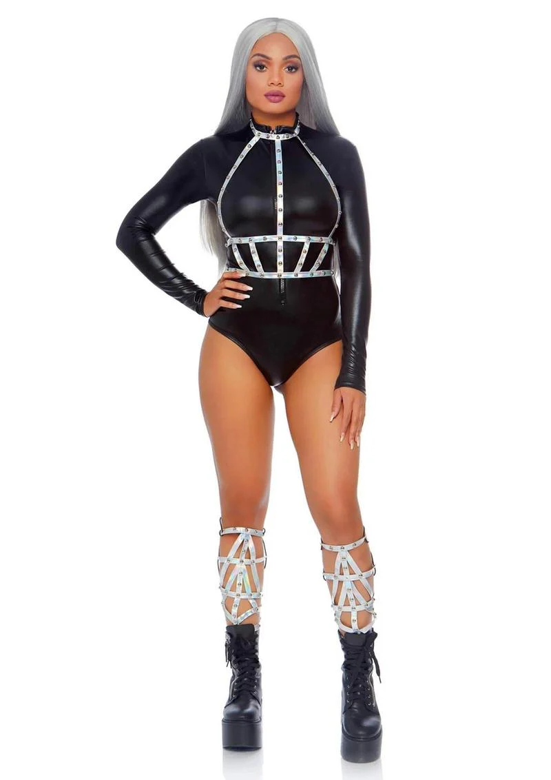 Leg Avenue Iridescent Studded Vinyl Body Harness - Image 3