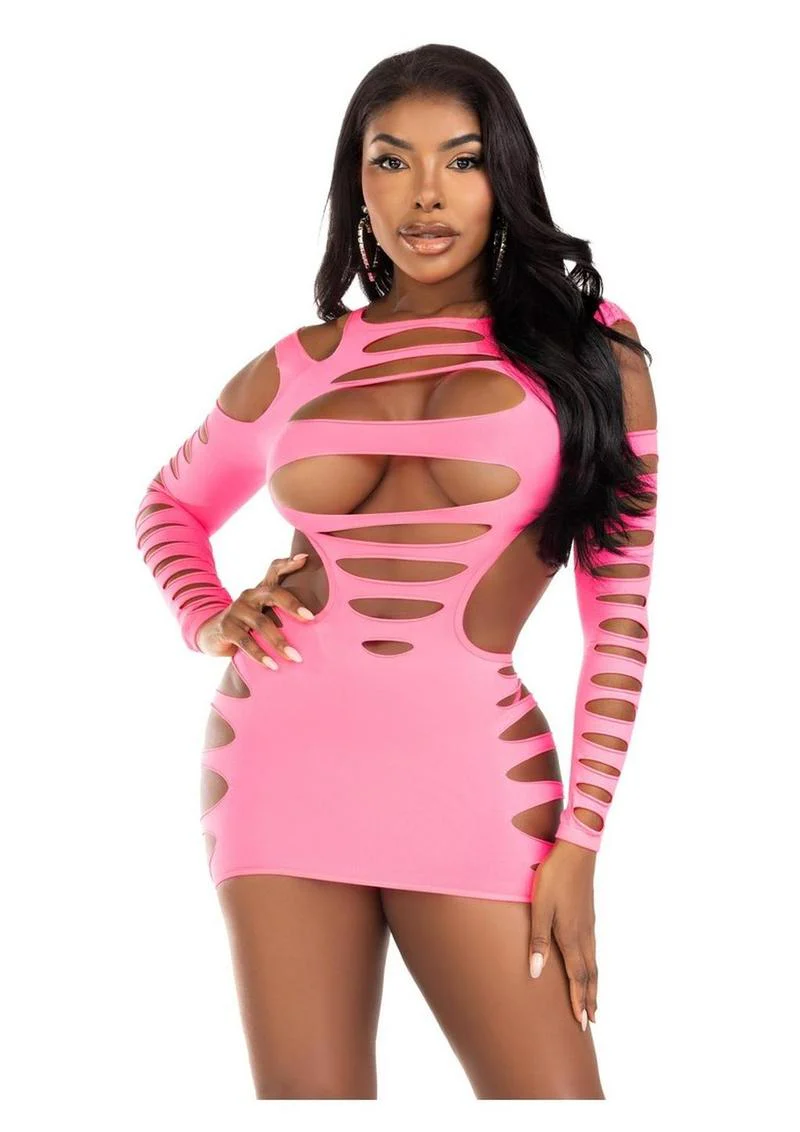 Leg Avenue Opaque Shredded Cut-Out Mini Dress - Image 2
