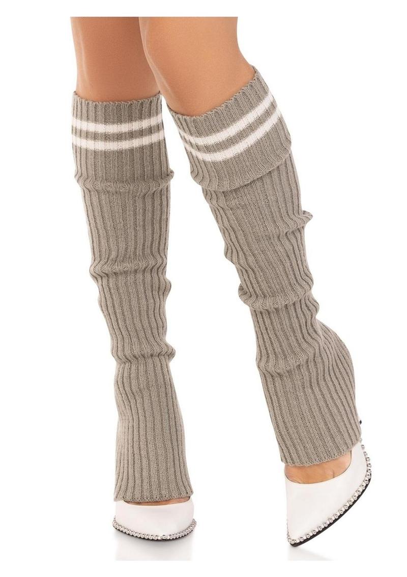 Leg Avenue Ribbed Stirrup Leg Warmers with Athletic Stripe - Image 11