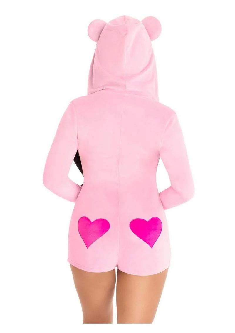 Leg Avenue Sweetheart Bear Velvet Zip Up Romper with Heart Accent - Image 5