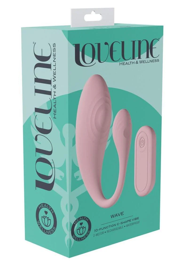 Loveline Wave C-Shape Vibe 10 Function Silicone Rechargeable Vibrator with Remote - Image 2
