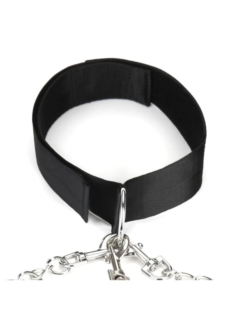 Lux Fetish Collar, Cuffs and Leash Set with Removable Cuffs and Leash - Image 4