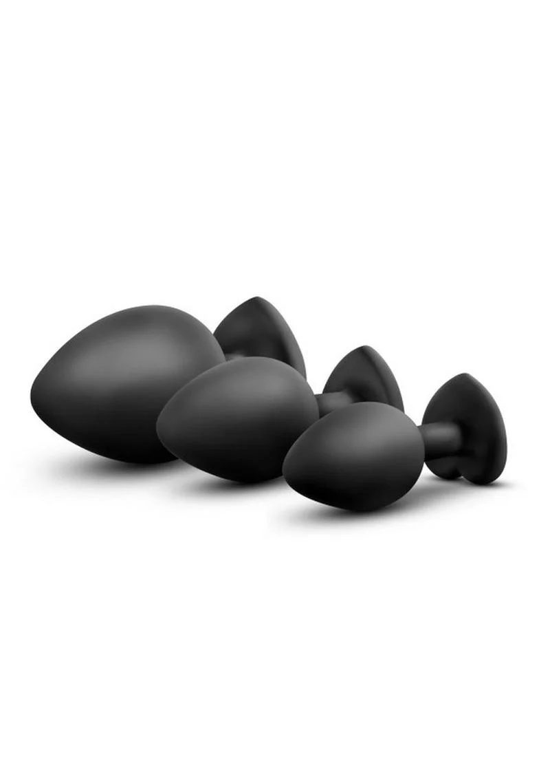 Luxe Bling Butt Plugs Silicone Training Kit with Red Gems (3 Size Kit - Image 4