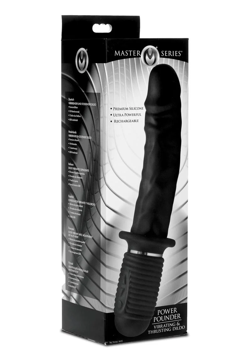 Master Series Power Pounder Vibrating and Thrusting Silicone Dildo - Image 3