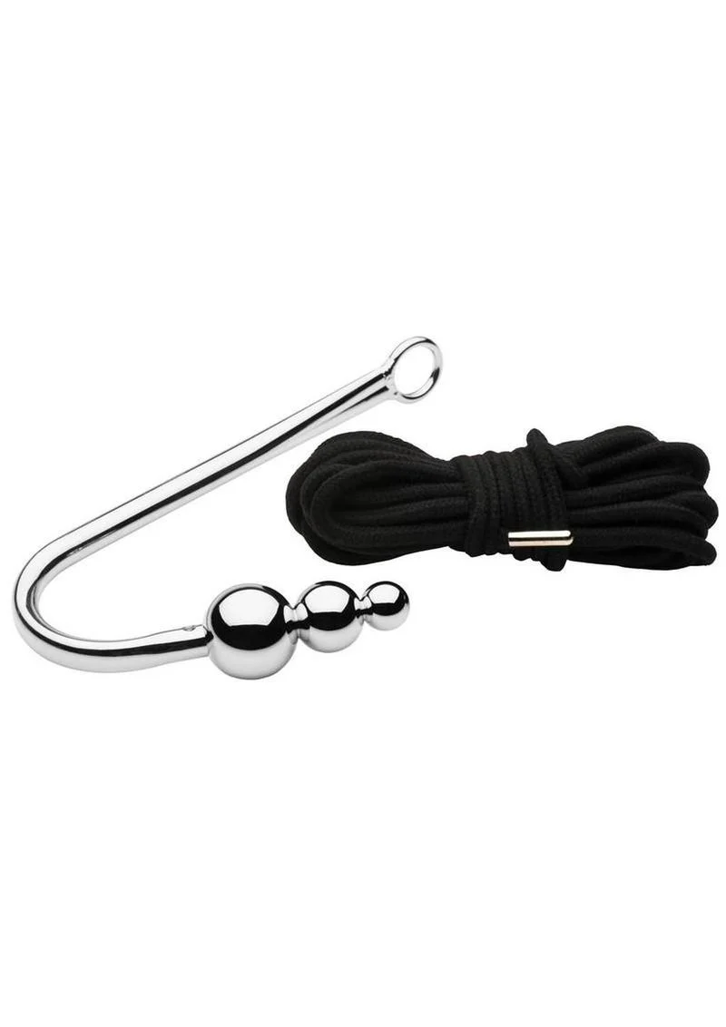 Master Series Roped Beaded Anal Hook with Rope