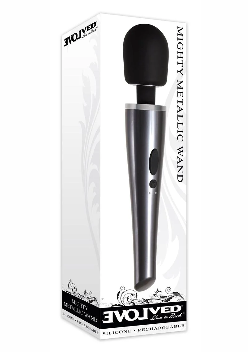 Mighty Metallic Wand Rechargeable Silicone Body Massager - Image 3