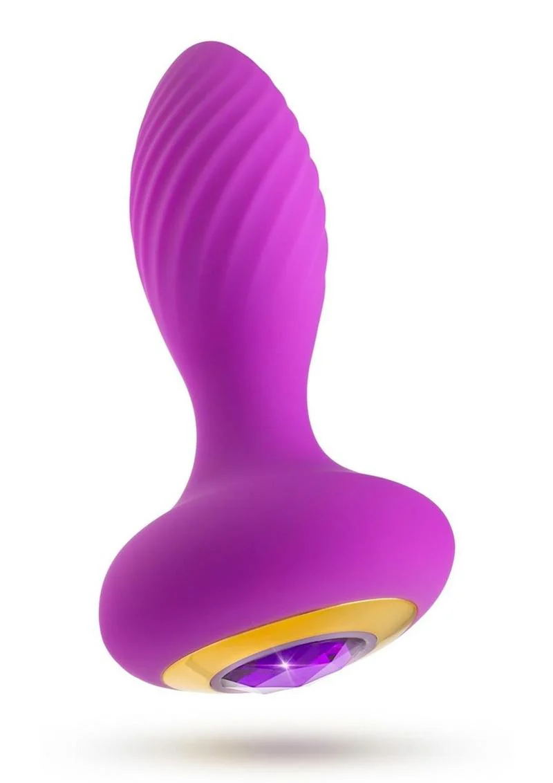 Oh My Gem Charm Rechargeable Silicone Anal Plug - Amethyst - Image 4