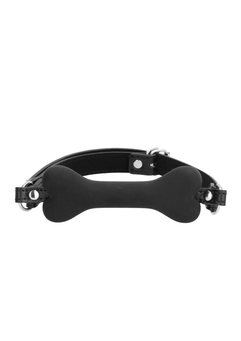 Ouch! Silicone Bone Gag with Adjustable Bonded Leather Straps - Image 2