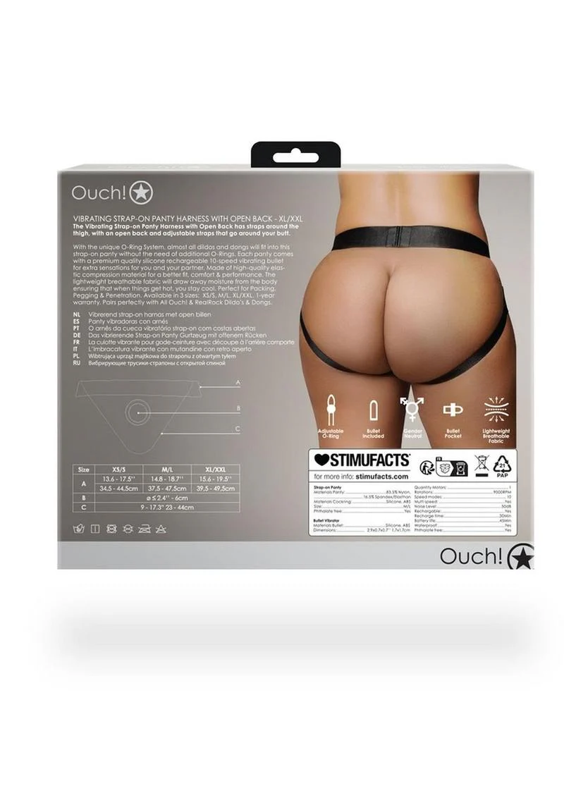 Ouch! Vibrating Strap-On Panty Harness with Open Back Rechargeable - Image 10