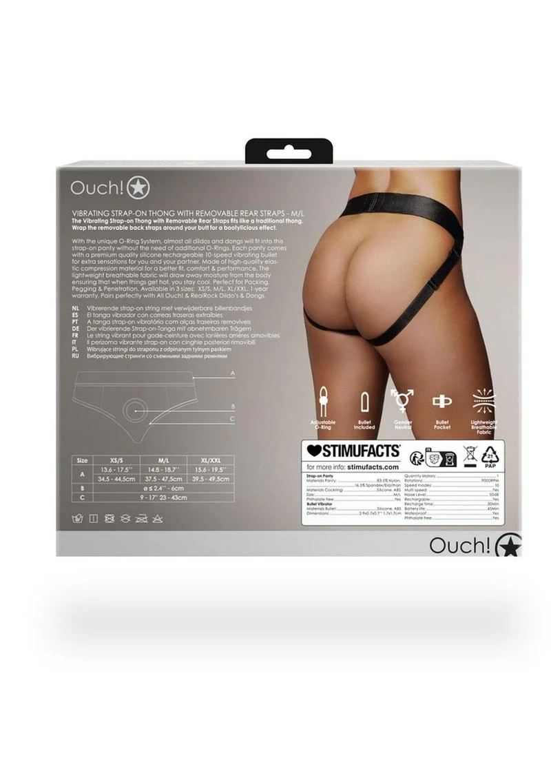 Ouch! Vibrating Strap-On Thong with Removable Butt Straps Rechargeable - Image 8