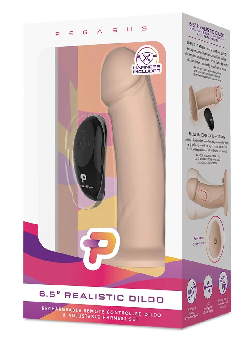 Pegasus Realistic Silicone Rechargeable Dildo with Remote Control and Adjustable Harness - Image 4