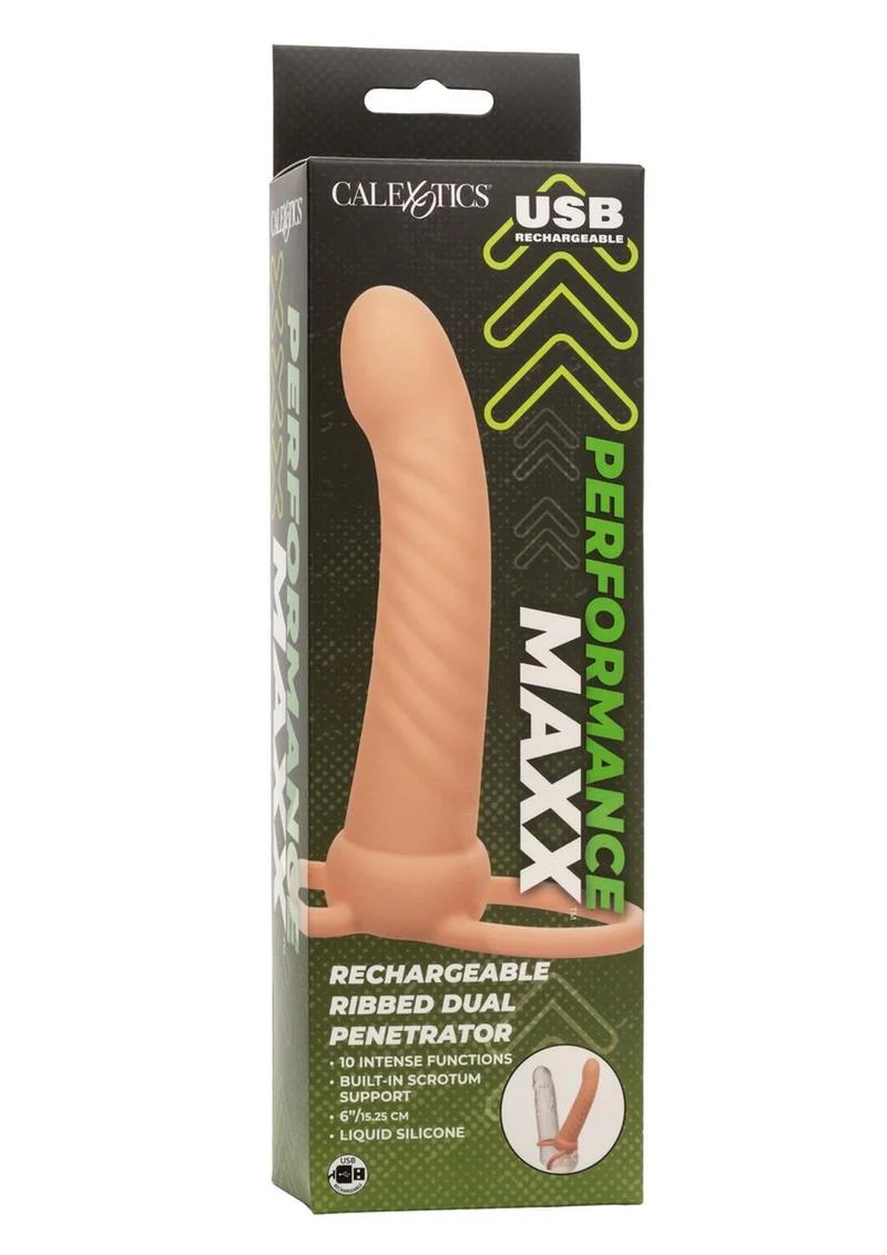 Performance Maxx Rechargeable Silicone Ribbed Dual Penetrator Extender - Image 2
