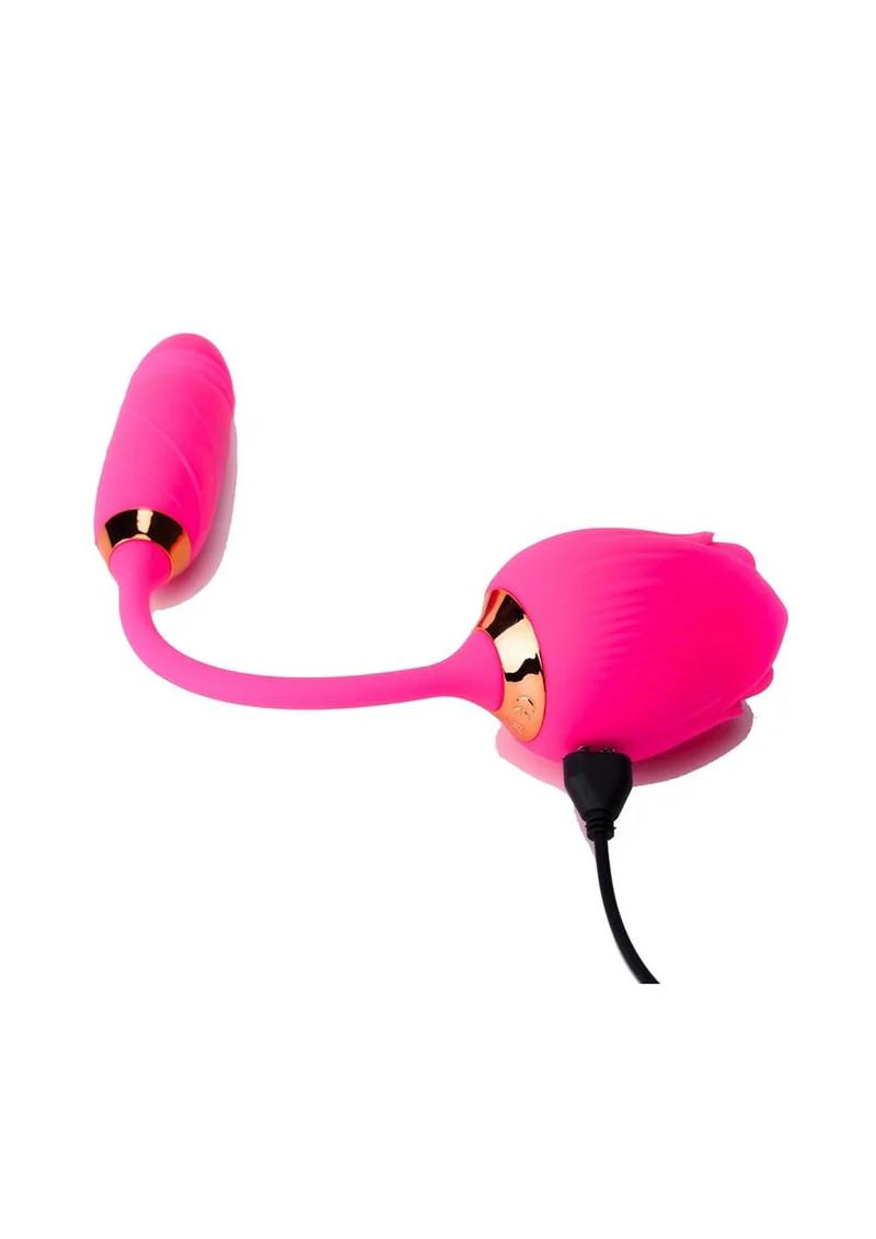 Pink Pussycat Vibrating Licking Rechargeable Silicone Rose with Remote - Image 3
