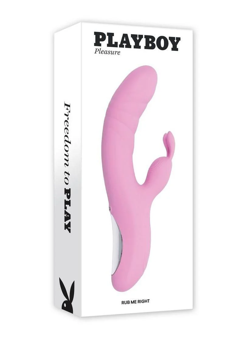 Playboy Rub Me Right Rechargeable Silicone Thrusting G-Spot Rabbit Vibrator - Image 2
