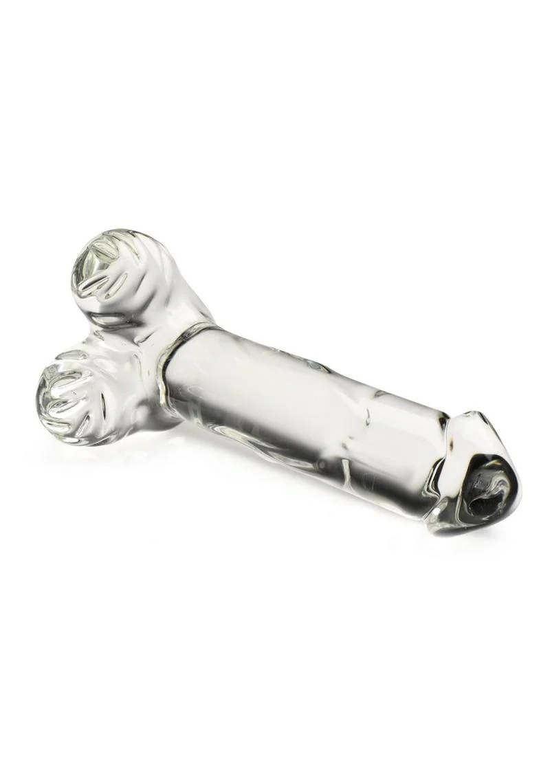Pleasure Crystals Glass Dildo with Balls - Image 3