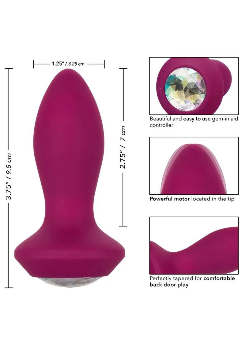Power Gem Vibrating Petite Crystal Probe Silicone Rechargeable Butt Plug - Image 10
