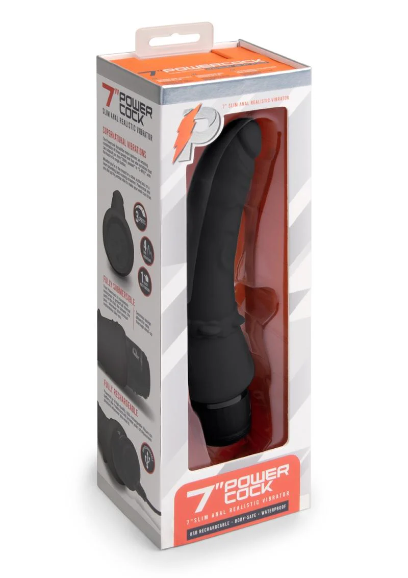 Powercocks Silicone Rechargeable Slim Anal Realistic Vibrator - Image 2