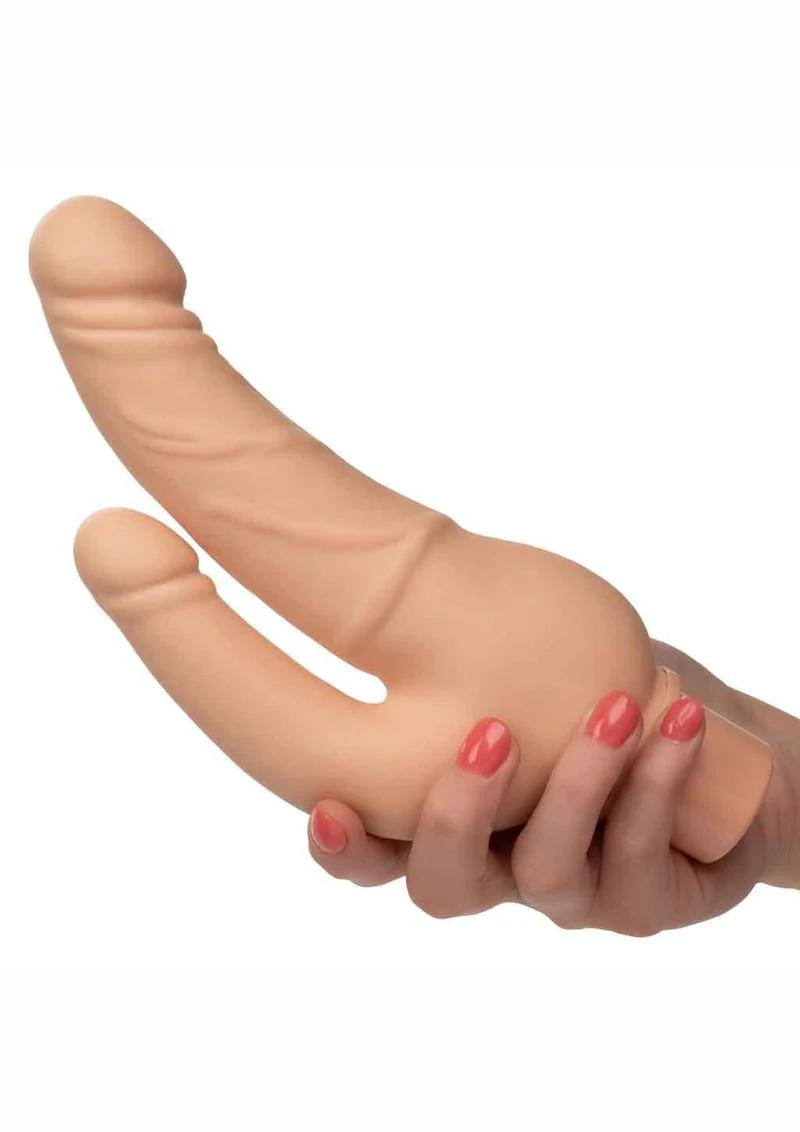 Rechargeable Power Stud Over and Under Silicone Vibrating Double Dong - Image 10