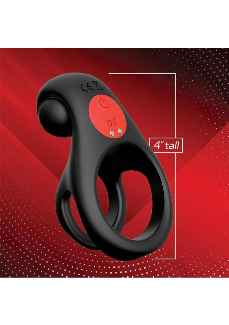 Red Dot Silicone Rechargeable Vibrating Cock Ring with Controller V2 - Image 2