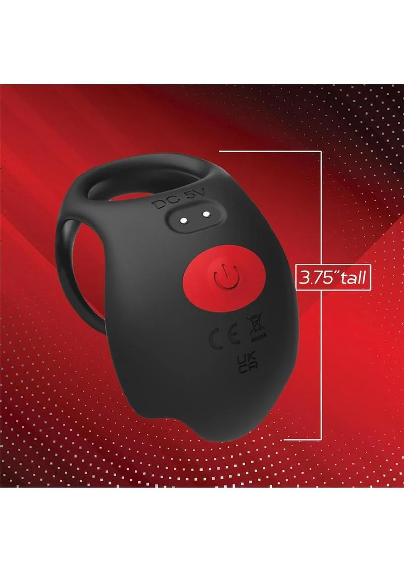 Red Dot Silicone Rechargeable Vibrating Cock Ring with Controller V3 - Image 3