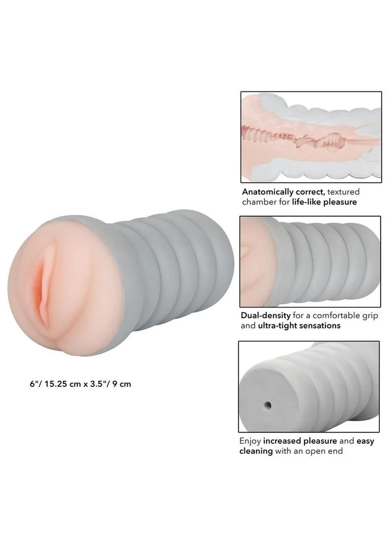 Ribbed Gripper Dual Density Textured Masturbator - Pussy - Image 3