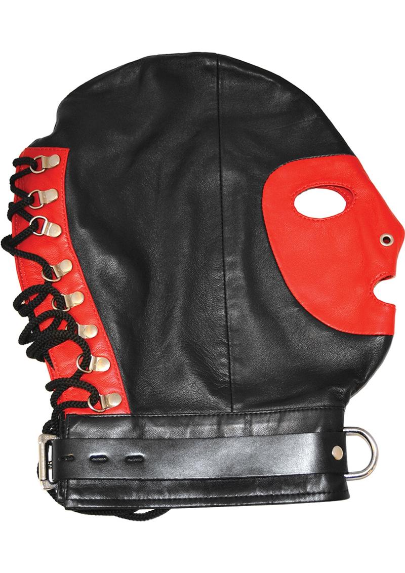 Rouge Leather Mask with D Ring and Lock Strap - Image 2